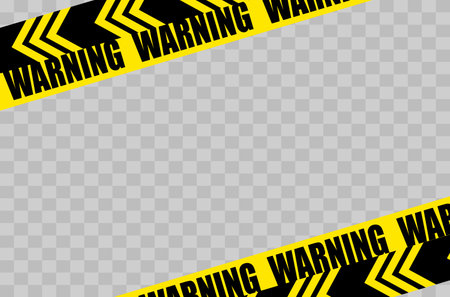 Black and yellow warning line striped rectangular background, warning to be careful of the potential danger vector template sign borderのイラスト素材