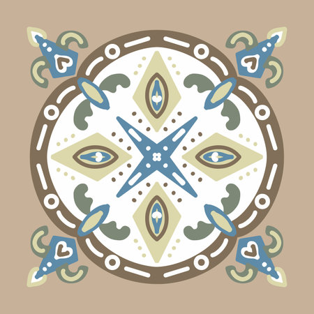 Moroccan mosaic tile, ceramic decoration tile, seamless pattern. Abstract seamless ornamental print. Hand drawn geometric design for wallpaper, stickers, print, fabricのイラスト素材