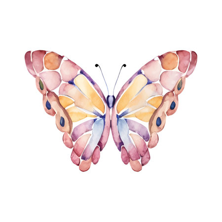 Pink orange butterfly watercolor isolated on a white backgroundのイラスト素材