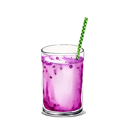 Glass cocktail or soft soda drink isolated on white background. Hand drawn watercolor and illustration.のイラスト素材
