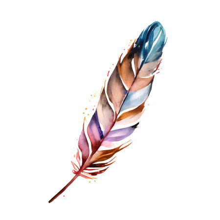 Vector Watercolor Colourful feather isolated on white backgroundのイラスト素材