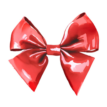 Red bow watercolor illustration isolated on white backgroundのイラスト素材