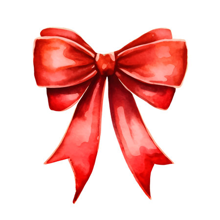 Watercolor red gift bow isolated on whiteのイラスト素材
