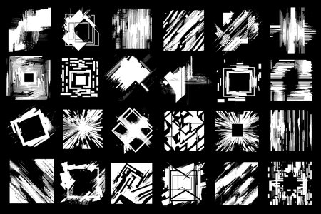Big set of grunge square abstract template backgrounds. Vector high detail strokes. Grunge design frames, banners, borders or templates textのイラスト素材