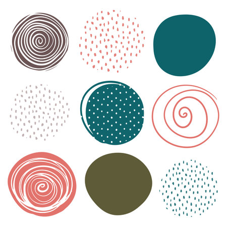Set abstract hand drawn circles, design elements isolated whiteのイラスト素材