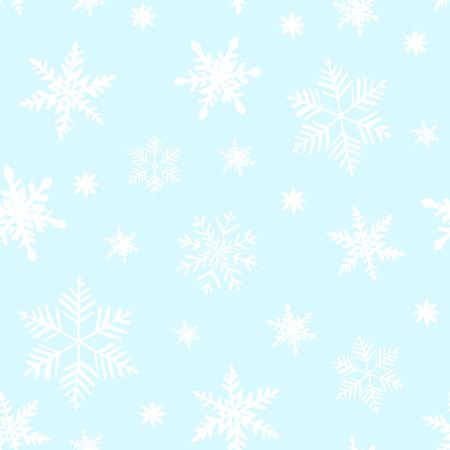 White snowflakes on blue, Christmas seamless patternのイラスト素材