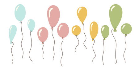 Set of colors balloons collection for festive celebrations and events vector illustrationのイラスト素材