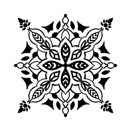 Hand drawn black and white floral mandala design for creative projects and inspiration vector illustrationのイラスト素材