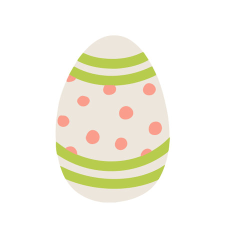 Colorful hand drawn Easter egg with polka dots and stripes for holiday decorations and celebrations vector illustrationのイラスト素材