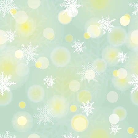 Seamless snowflakes background with boke. Winter light snowflake pattern.のイラスト素材