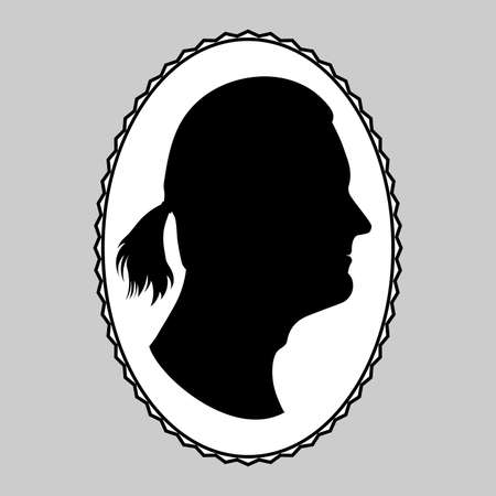 Silhouette of a handsome man. Side view. Black profile of handsome man with hair styled.のイラスト素材