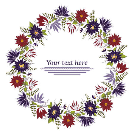 Floral garland. Floral wreath with space for textのイラスト素材
