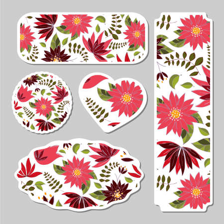 Set of cards, posters, flyers with floral ornaments. Floral elementsのイラスト素材