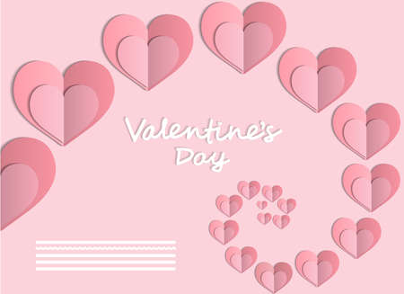 Elegant card Valentine's Day with pink heart. Valentine card with beautiful heartのイラスト素材