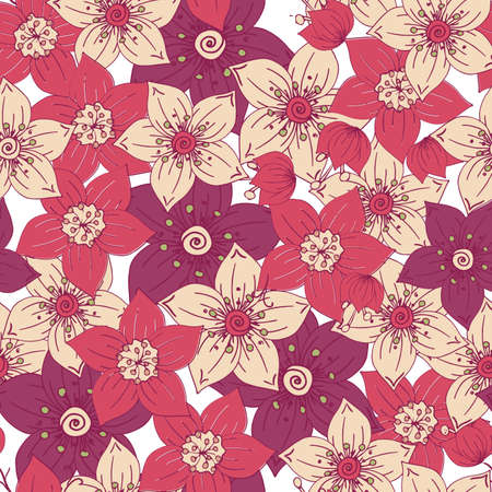 Seamless pattern with flowers romantic elements. Endless color floral textureのイラスト素材