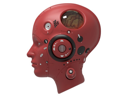 artificial intelligence. female robot head 3d render