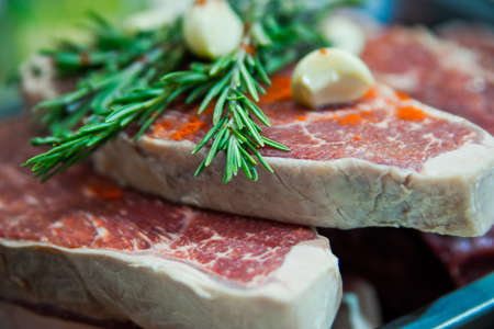 raw meat before cooking. marble beefの写真素材