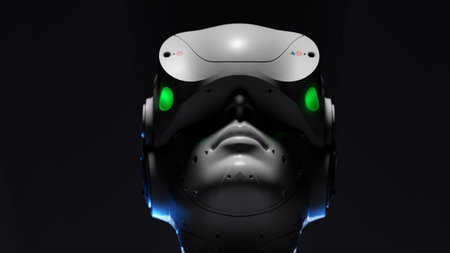 Robot face with VR glasses. illustration on the theme of vr entertainment, online games
