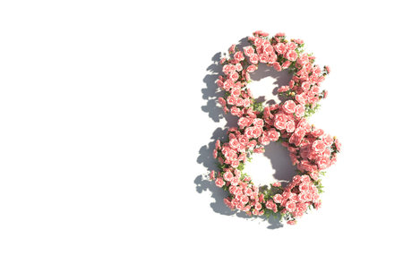 eight of a variety of colors for International Women's Day, 3D render