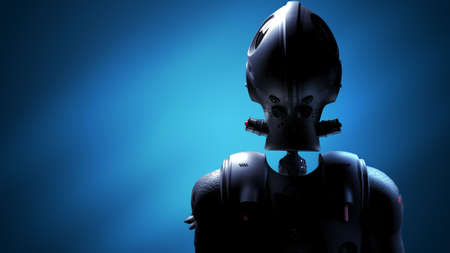 robot woman, sci-fi woman digital world of the future of neural networks and the artificial intelligence 3d renderの写真素材