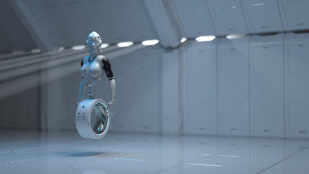 robot woman, sci-fi woman digital world of the future of neural networks and the artificial...