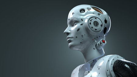 robot woman, sci-fi woman digital world of the future of neural networks and the artificial...