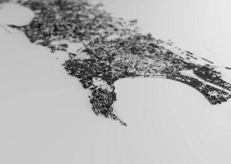 big city view. illustration of the card in a casual graphic design. fragment Mumbai 3d renderの写真素材