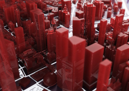 big city. illustration in casual graphic design. fragments of new york 3d render