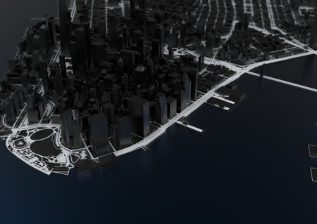 big city. illustration in casual graphic design. fragments of new york 3d render