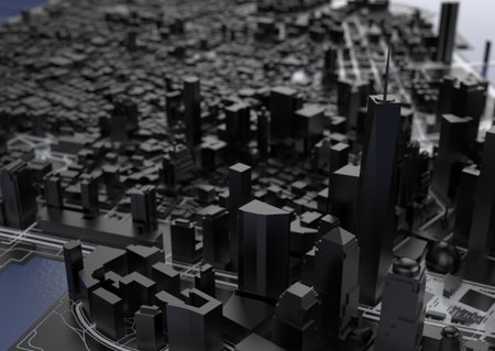 big city. illustration in casual graphic design. fragments of new york 3d render