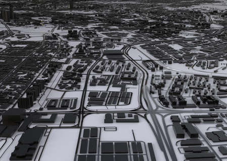 big city view. illustration in casual graphic design. fragment of singapore 3d renderの写真素材