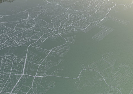 huge city view. illustration in casual graphic design. fragments of singapore 3d render