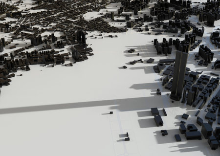 huge city view. illustration in casual graphic design. fragments of singapore 3d render