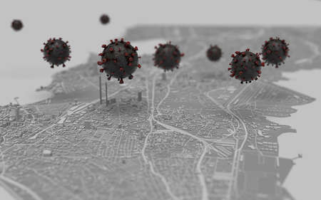 casual city map in india depicting covid 19 virusの写真素材