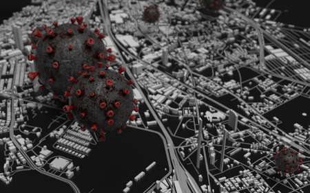 casual city map in india depicting covid 19 virusの写真素材