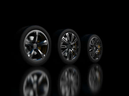 auto wheels on a dark background. 3d renderingの写真素材
