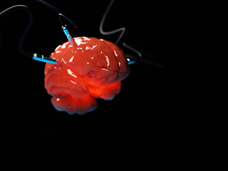artificial intelligence. image of the brain with different dachiks connected to it transmitting or receiving data signalsの写真素材