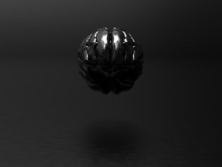 artificial intelligence. black metal brain imageの写真素材