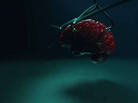 artificial intelligence. image of the brain with different dachiks connected to it transmitting or...