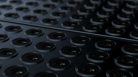 lenses of mobile devices on a huge scale. illustration on the theme of the variety of cameras in...