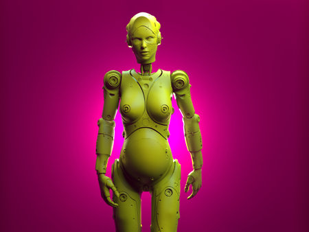 robot woman on uniform background. abstraction on the topic of technology and games. 3d illustrationの写真素材