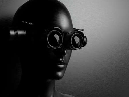 cybernetic organism. portrait of a girl. 3d illustration on the theme of the future. games and virtual spaceの写真素材