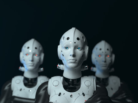 robots of the future. portrait of terekh robots women. abstraction on the topic of technology and...
