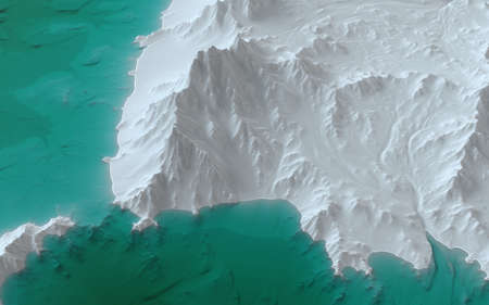 graphic landscape, casual depiction of islands in the oceanの写真素材