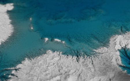 graphic landscape, casual depiction of islands in the ocean