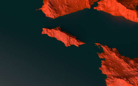 graphic landscape, casual depiction of islands in the oceanの写真素材