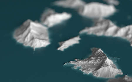 graphic landscape, casual depiction of islands in the oceanの写真素材