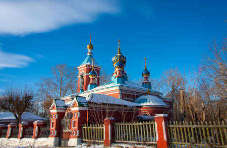 Orthodox church clear sky in winter. Russia.の写真素材