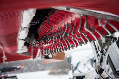ratrack mechanism in focus. clearing of snow.の写真素材