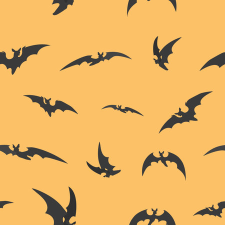 Bats silhouettes for Halloween. Seamless, pattern.のイラスト素材